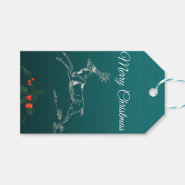 God jul Reindeer & Mistletoe Presentetikett