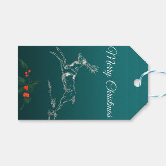 God jul Reindeer & Mistletoe Presentetikett