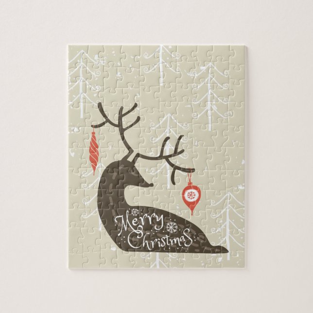 God jul Reindeer Mysigt Pussel (Vertikal)