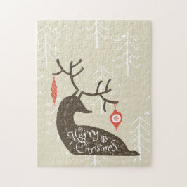 God jul Reindeer Mysigt Pussel