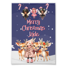 God jul Reindeer Peppermint Fairy w/ Namn