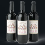 God jul Reindeer Personlig Namn Vinflaska Etikett<br><div class="desc">God jul renar Personlig Namn Festive Party Personlig Vin-etiketter med texten "Namn" i modern goldcalligrafi-skripttypografi med din rosa blommigt. Perfektens personlig julklapp och helgdagar för familj och vänner. Designad av ©2024 Evco Helgdagars www.zazzle.com/store/evcoholidays</div>