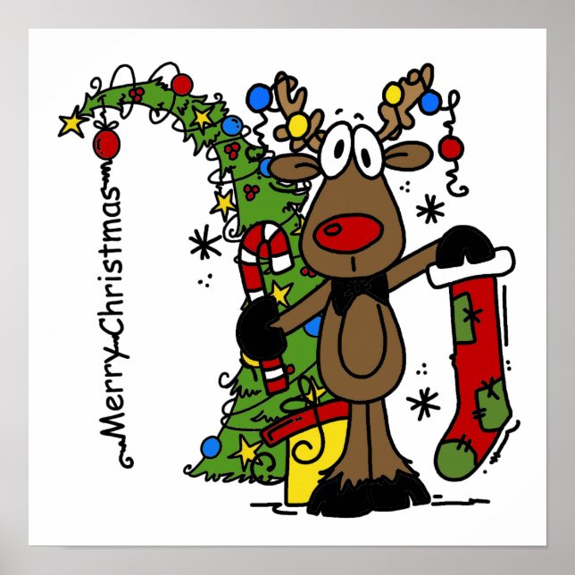 God jul Reindeer Poster (Framsidan)