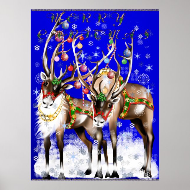 God jul Reindeer Poster (Framsidan)
