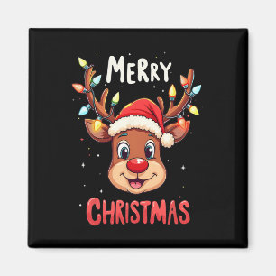 God jul Reindeer Red Santa Julafton Family Manar Magnet
