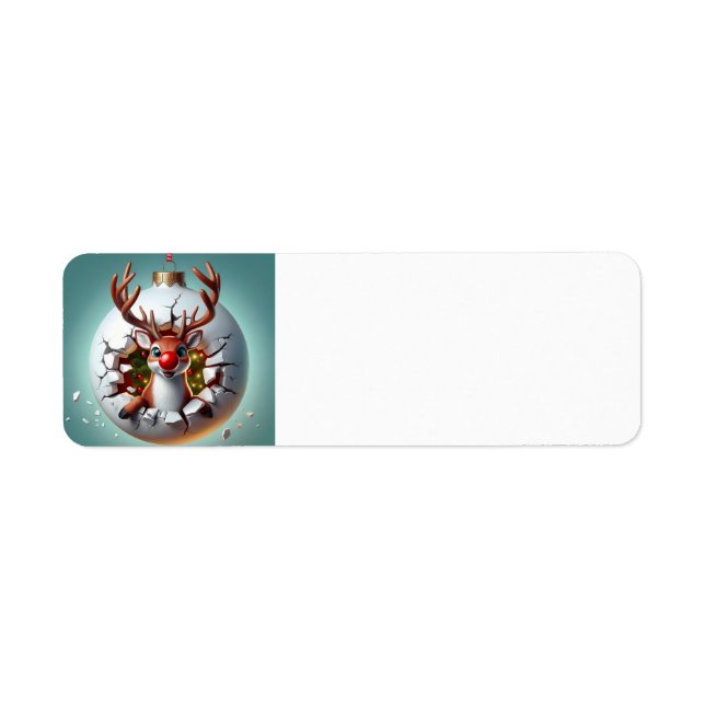 God jul Reindeer Returadress Etikett (Framsidan)