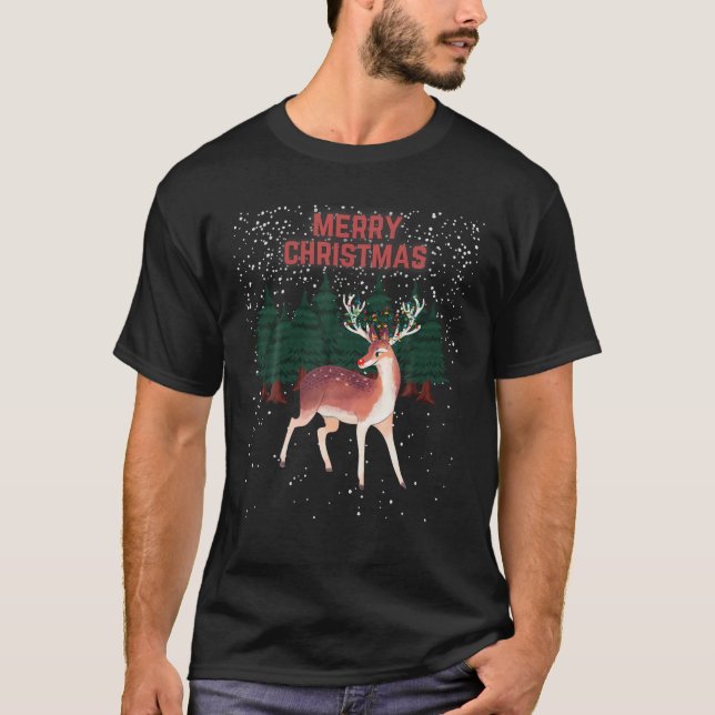 God jul Reindeer Rudolph Tangled jul T Shirt (Framsida)