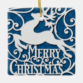 God jul Reindeer Silhouettes Snowflake Julgransprydnad Keramik