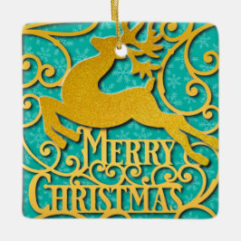 God jul Reindeer Silhouettes Snowflake Julgransprydnad Keramik