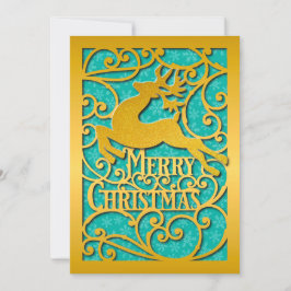 God jul Reindeer Silhouettes Snowflake Julkort