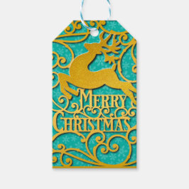 God jul Reindeer Silhouettes Snowflake Presentetikett