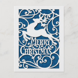 God jul Reindeer Silhouettes Snowflake Vykort