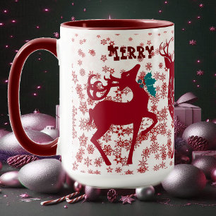 God jul Reindeer Snöflingor Santa Helpers Mugg
