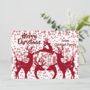 God jul Reindeer Snowflake Family Anpassningsbar Julkort
