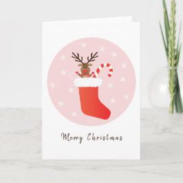 God jul Reindeer Stocking Candy cane Kort