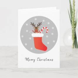 God jul Reindeer Stocking Candy cane Kort