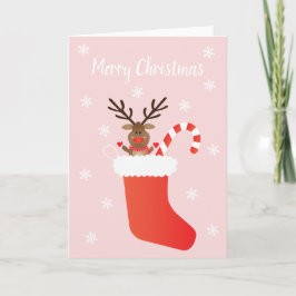 God jul Reindeer Stocking Candy cane Kort