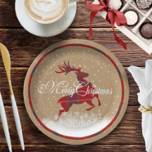 God jul Reindeer Tartan Red/Kraft ID590