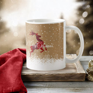 God jul Reindeer Tartan Red/Kraft ID590 Kaffemugg