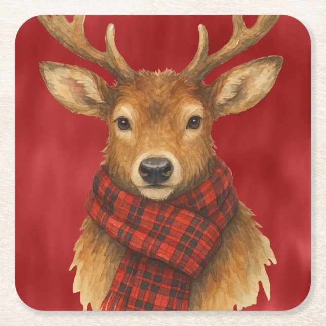 God jul Reindeer Underlägg Papper Kvadrat (Framsidan)