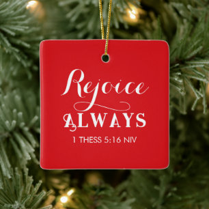 God jul Rejoice in the Lord Red and White Julgransprydnad Keramik