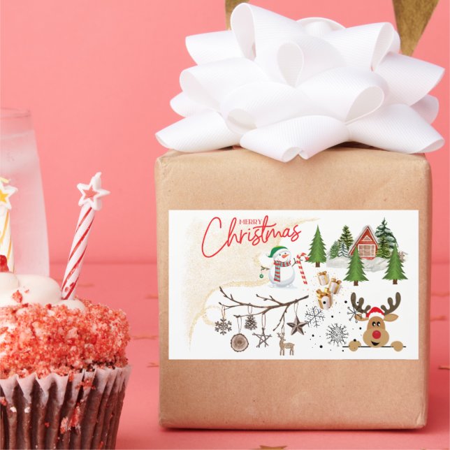 God jul rektangulärt klistermärke (Part)