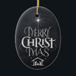 God jul Religiösa Chalkboard Calligraphy Julgransprydnad Keramik<br><div class="desc">Vi säger "God jul, men ofta glömmer vi ursprung i ord. Den här originalhandboken skriver ut användor på sin unika utformning för att enkelt och elegant berätta om historien i det stiliga och roligt-kritvyn. Visa din CHRISTmas-anda. Hitta den här biet av designade bokstäver på andra produkter - kolla bara in...</div>