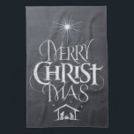 God jul Religiösa Chalkboard Calligraphy Kökshandduk<br><div class="desc">Vi säger "God jul hela tiden, men glömmer ofta ursprung i ord. Den här konsten har en originalskrift som i sin unika utformning berättar om julstämningen, helt enkelt och elegant i det moderata kritutseendet. Visa din CHRISTmas-anda för familj och vänner när de komar om för att hjälpa dem i köket...</div>