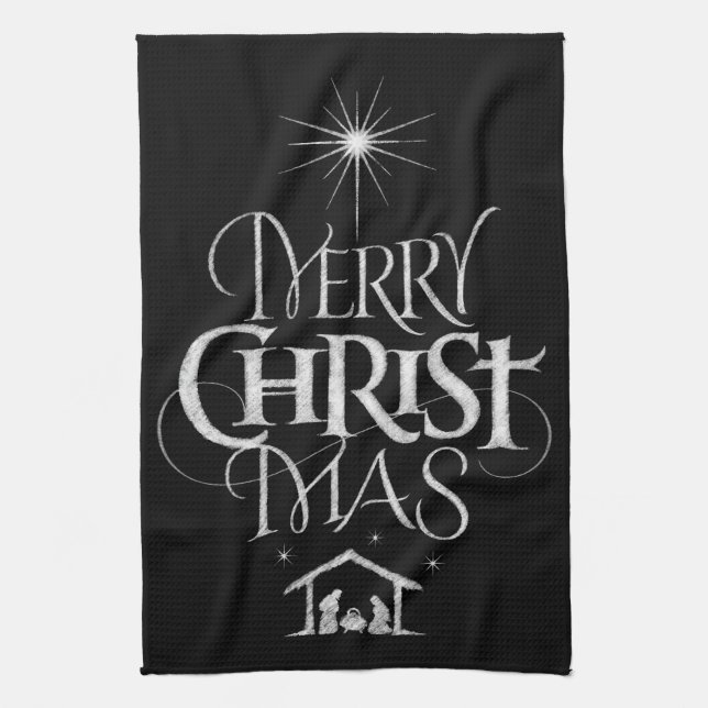 God jul Religiösa Chalkboard Calligraphy Kökshandduk (Vertikal)