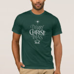 God jul Religiösa Chalkboard Calligraphy Tee Shirt<br><div class="desc">Vi säger "God jul,  men ofta glömmer vi ursprung i ord. Den här originalhanden skrev användorna på sin unika utformning för att enkelt och elegant berätta om historien. Visa din CHRISTmas-anda.</div>