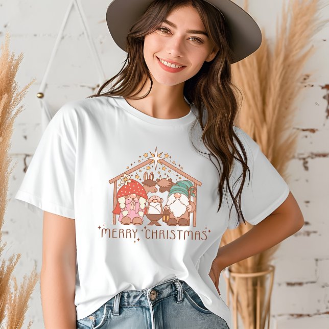 God jul Religiösa Gnome Manger-jul T Shirt (Skapare uppladdad)