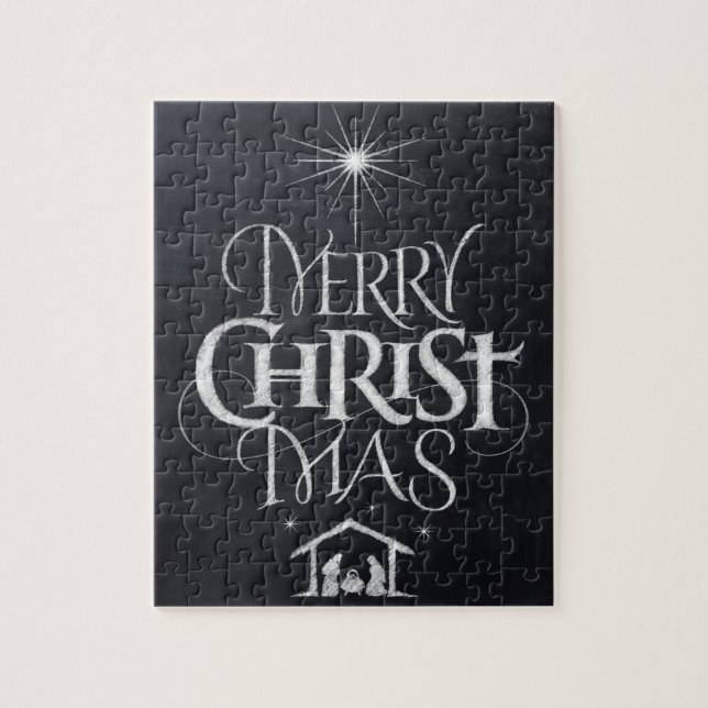 God jul Religiösa Julsvart krita Pussel (Vertikal)