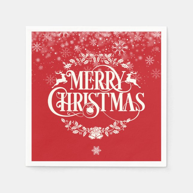 God Jul Ren Julros Vinter Snöflingor Pappersservett (Framsidan)