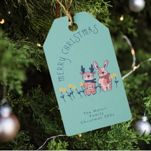 God Jul – Ren & Kanin på Teal Presentetikett