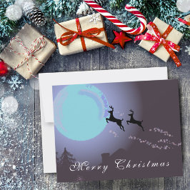 God Jul Ren Måne Magisk Natt Julkort
