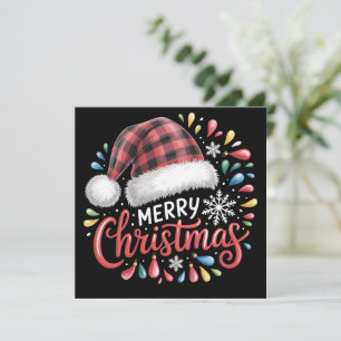 God Jul Ren Xmas Familj Röd Rutig Julkort