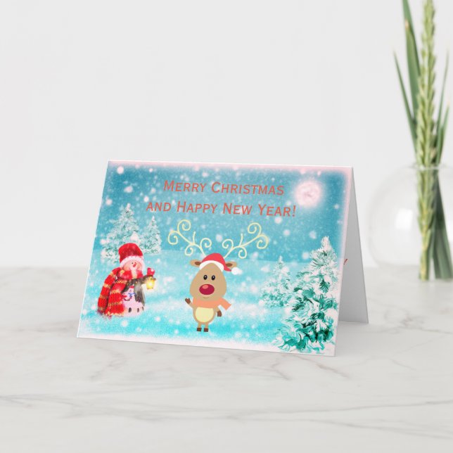God jul renar 1-Helgdag kort (Framsida)