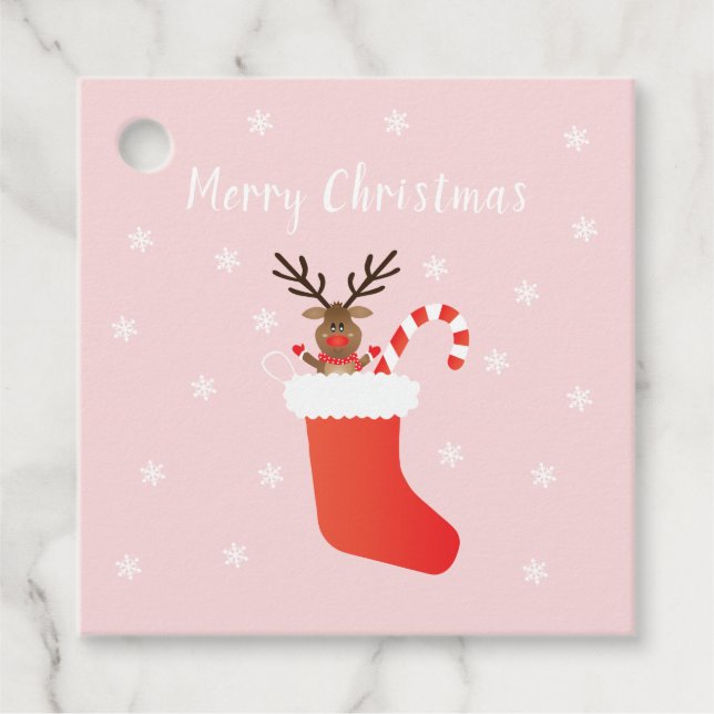 God jul renar i lager gåvor etiketter (Framsida)