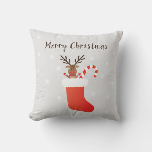 God jul renar i rödvit skiva kudde