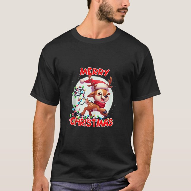 God Jul Renar intrasslade i julbelysning T Shirt (Framsida)