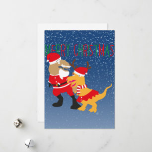 god jul, renar jultomten dinosaurier julkort