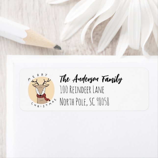 God jul renar med Scarf Returadress Etikett (Insitu)