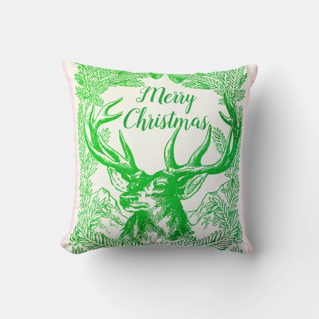 God jul renar och Gräs Boughs Helgdag Kudde (Framsida)
