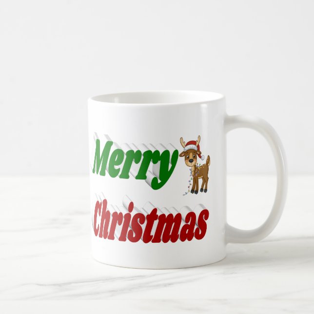 God Jul Renar röd grön halv typografi Kaffemugg (Höger)