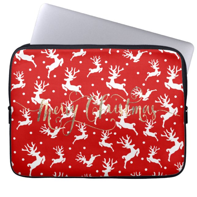 God Jul Renar Röda Laptop Fodral (Framsidan)