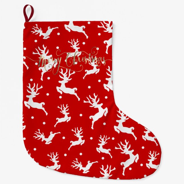 God Jul Renar Röda Stor Julstrumpa (Framsidan)