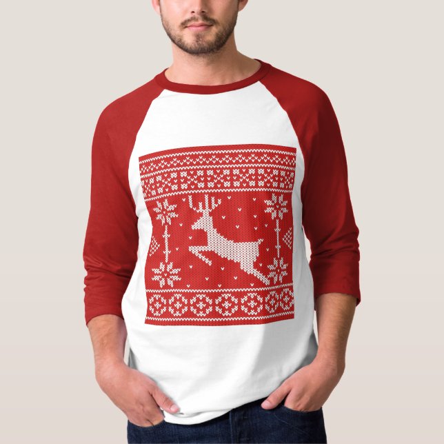 God jul, renhållen Mönster i rött T Shirt (Framsida)