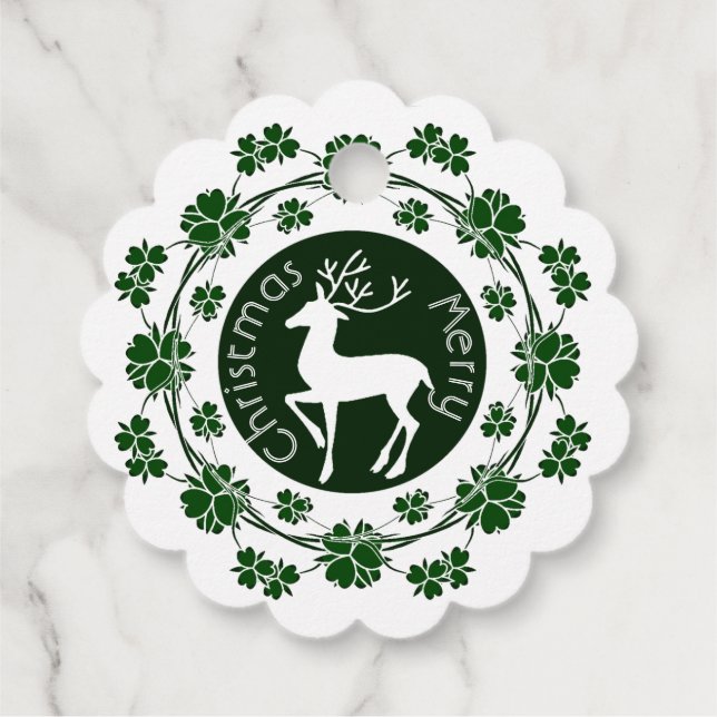 God jul Renhet Blommigt Grönt Utandningsljud   Gåvor Etiketter (Baksida)