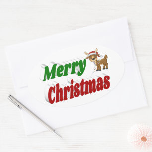 God jul Renstypografi Ovalt Klistermärke