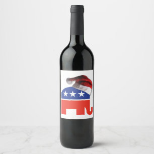 God jul Republican Elephant Vinflaska Etikett